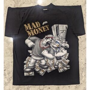 Popeye Bluto VTG Mad Money Mens Black 3XL‎ T-Shirt Gangster Bling City Cotton